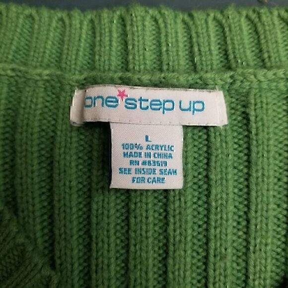 Green 3 Three Name Brand Blouses Button Down & Crewneck Sweater Tops - Picture 12 of 12